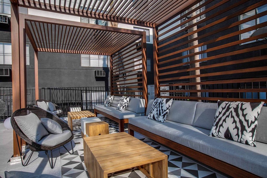 Newly Designed & Renovated Pool Deck with Swimming Pool, Hot Tub, Cabanas PLUS Grilling & Dining Area  at Duet on Wilcox, Los Angeles