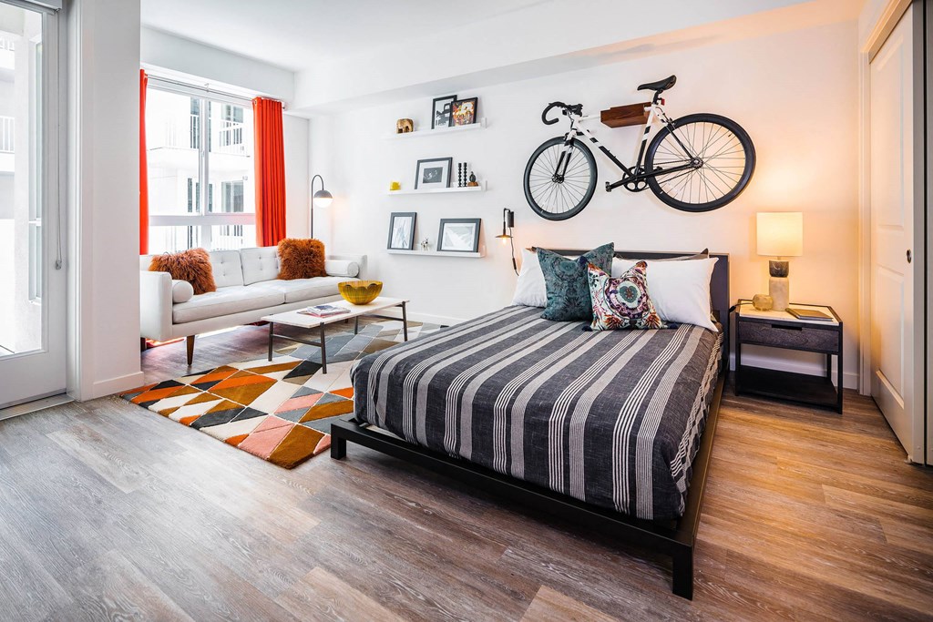 Bedroom with lamp at G12, Los Angeles, 90015