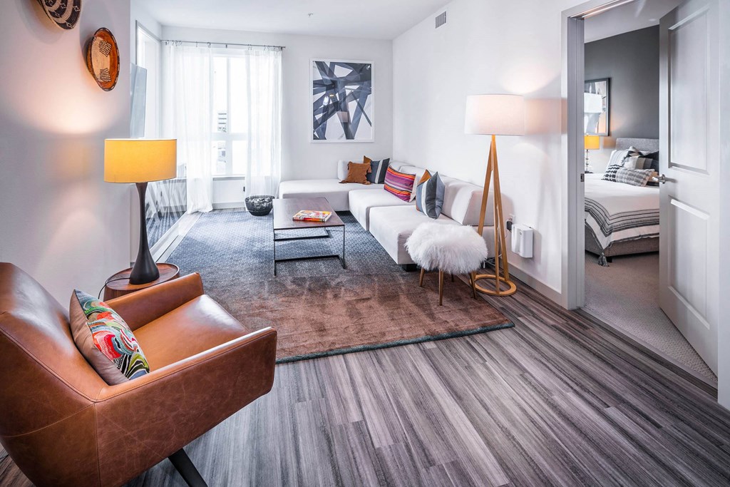 Living room with couch at G12, California, 90015