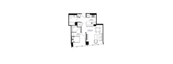 1 Bed 1 Bath Floor Plan | 674 Sq. Ft. at The Grand Central, Chicago, IL 60607