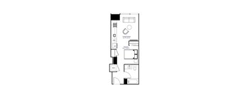 a floor plan of a house with a small footprint at The Grand Central, Chicago Illinois