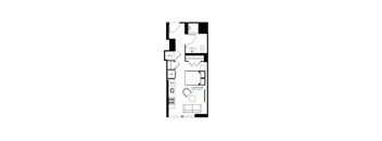 Studio 1 Bath Floor Plan | 418 Sq. Ft. at The Grand Central, Chicago, IL