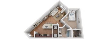 1 Bed 1 Bath Floor Plan | 704 Sq. Ft. at Mockingbird Flats Apartments in Dallas, TX