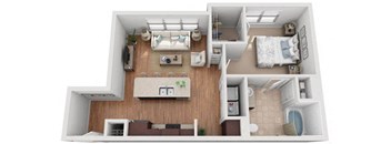 1 Bed 1 Bath Floor Plan | 712 Sq. Ft. at Mockingbird Flats Apartments in Dallas, TX