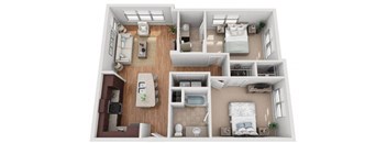 2 Bed 2 Bath Floor Plan | 982 Sq. Ft. at Mockingbird Flats Apartments in Dallas, TX