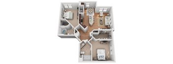 2 Bed 2 Bath Floor Plan | 1,134 Sq. Ft. at  Mockingbird Flats Apartments in Dallas, TX
