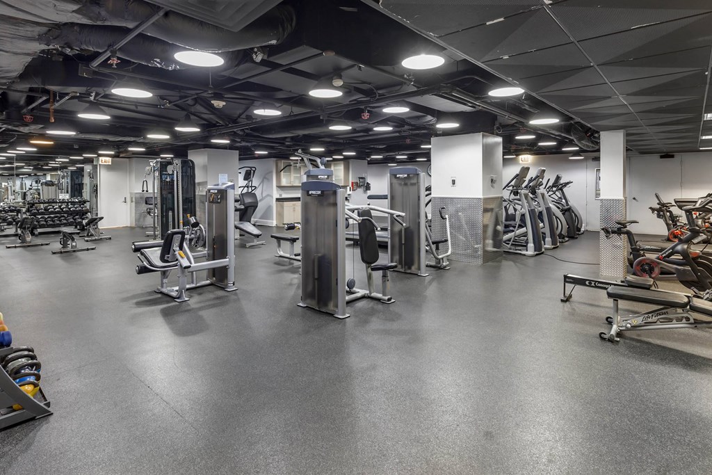 a gym with a lot of exercise equipment in it at North Harbor Tower, Chicago, 60601