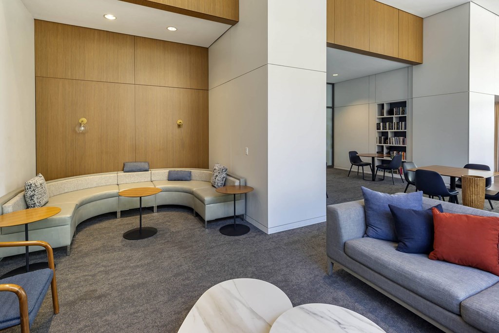 a living room with couches and tables at North Harbor Tower, Chicago, Illinois 60601