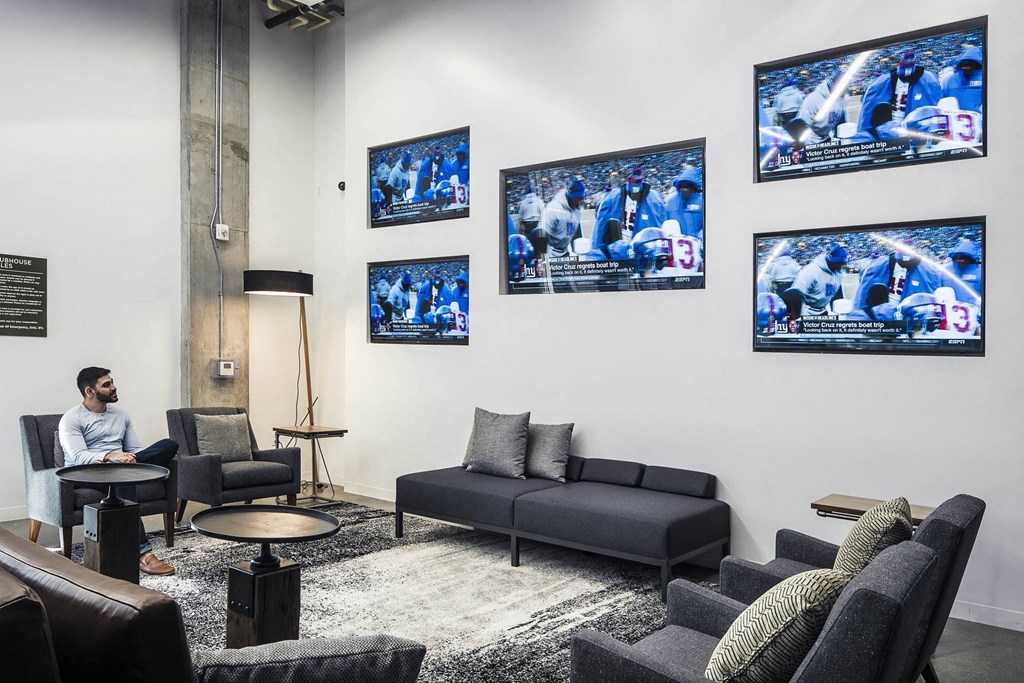 Olive DTLA Clubhouse TV Wall  at Olive DTLA, Los Angeles, 90015