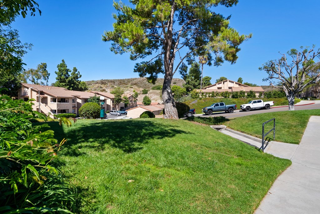Well-maintained green space at River Oaks in Oceanside, CA