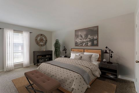a bedroom with a bed and a window at The Annaline, Nashville, 37217