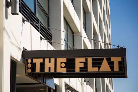 The Flat Exterior Marquee at The Flat, Los Angeles