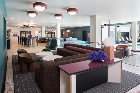 The Flat Resident Clubhouse Lounge View 4 at The Flat, Los Angeles, California