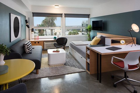 The Flat Unit Living Room View 3 at The Flat, Los Angeles, California