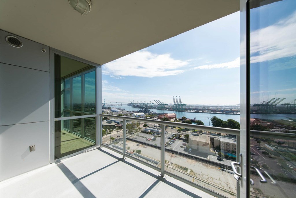 a view of the harbor from the balcony of a condo  at Vue, San Pedro
