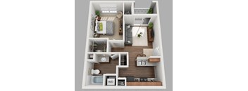 a 3d drawing of the floor plan of a bedroom