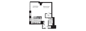 1 Bed 1 Bath Floor Plan | 815 Sq. Ft. at Shoreham and Tides, Chicago, 60601