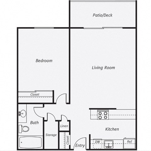 1 Bedroom Floor Plan | 615 Sq. Ft. at Delphine on Diamond, San Francisco, CA