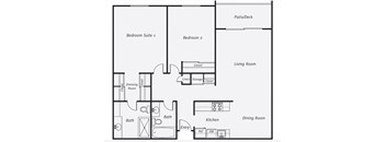 2 Bedroom Floor Plan | 995 Sq. Ft. at Delphine on Diamond, San Francisco, 94131