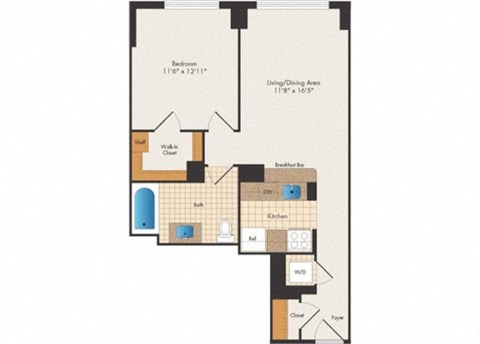 Belmont - 1 Bed 1 Bath | 752 Sq. Ft. at 15 Bank Apartments, New York