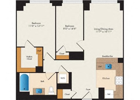 Hawthorne - 2 Bed 1 Bath | 949 Sq. Ft. at 15 Bank Apartments, White Plains, NY, 10606