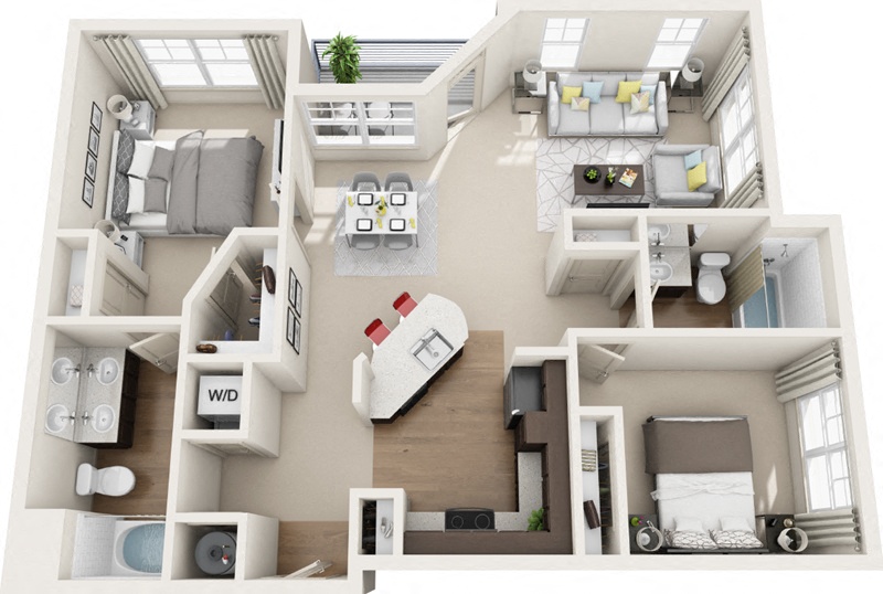 a 2400 sq ft floor plan with a bedroom and a living room