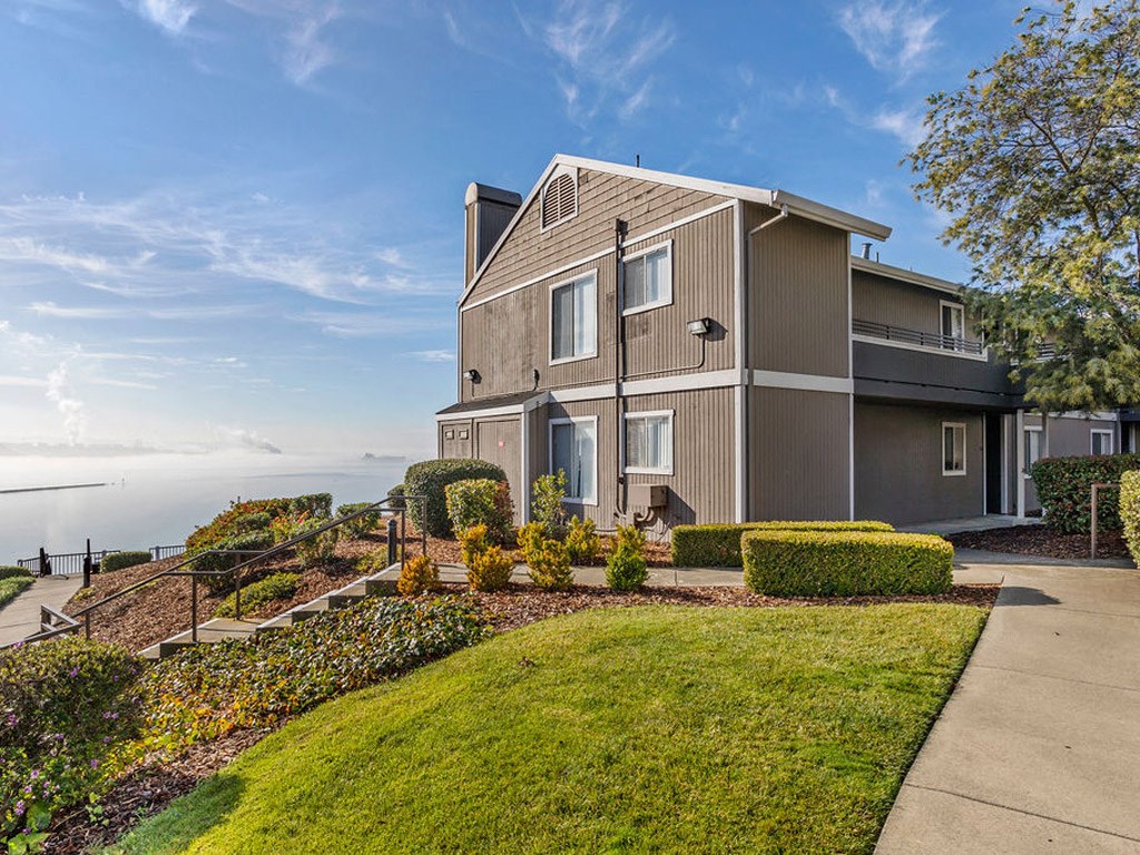 Exterior view  of apartment and the Bay at Bay Village, Vallejo, 94590