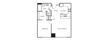 a floor plan of a one bedroom apartment at The Parker Apartments, Portland