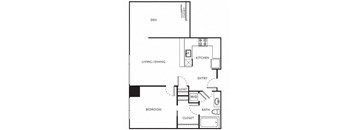 a floor plan of a one bedroom apartment with a den at The Parker Apartments, Oregon, 97209