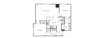 a floor plan of a two bedroom apartment at The Parker Apartments, Portland, OR