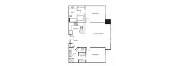 a floor plan of a two bedroom apartment at The Parker Apartments, Portland, 97209