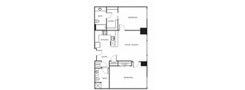 a floor plan of a two bedroom apartment at The Parker Apartments, Portland, OR, 97209