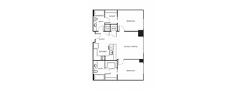 a floor plan of a two bedroom apartment at The Parker Apartments, Portland