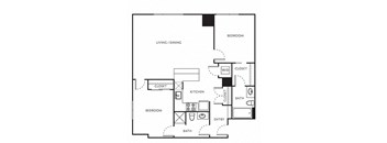 a floor plan of a two bedroom apartment at The Parker Apartments, Oregon