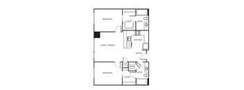 a floor plan of a two bedroom apartment at The Parker Apartments, Oregon, 97209