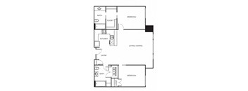 a floor plan of a two bedroom apartment at The Parker Apartments, Portland