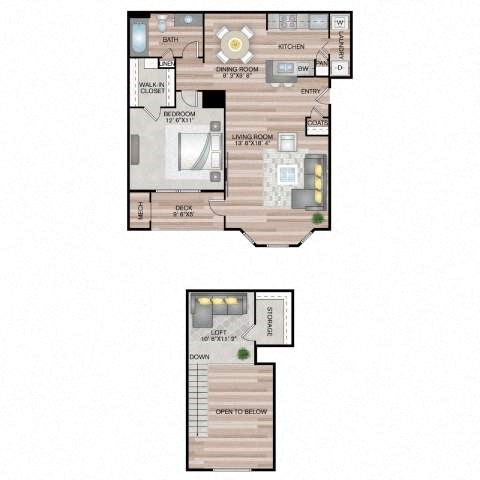 The Appleton Loft Floor Plan | 987 Sq. Ft. at Residences at Stevens Pond, Saugus, MA