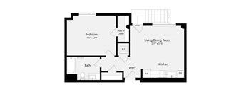 1B I Floor Plan | 753 Sq. Ft. at Misora Apartments, San Jose, 95128