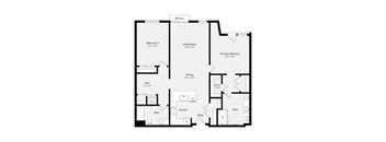 2B Den C Floor Plan | 1,318-1,329 Sq. Ft. at Misora Apartments, California