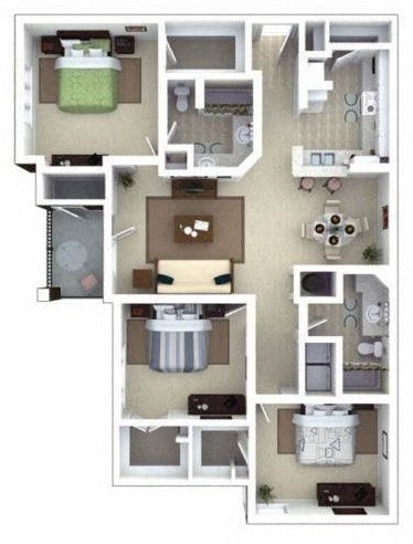 Whit Floor Plan at Roswell Village, Roswell, GA