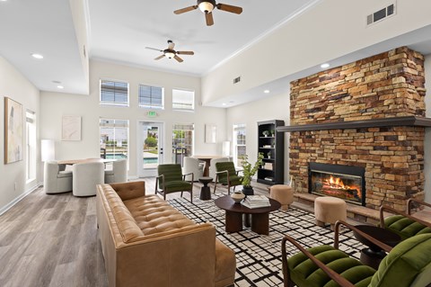 A living room with a fireplace and a couch.