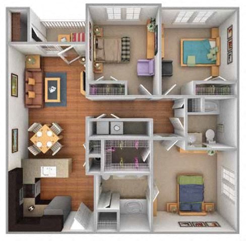 A dollhouse living room with furniture and decorations.