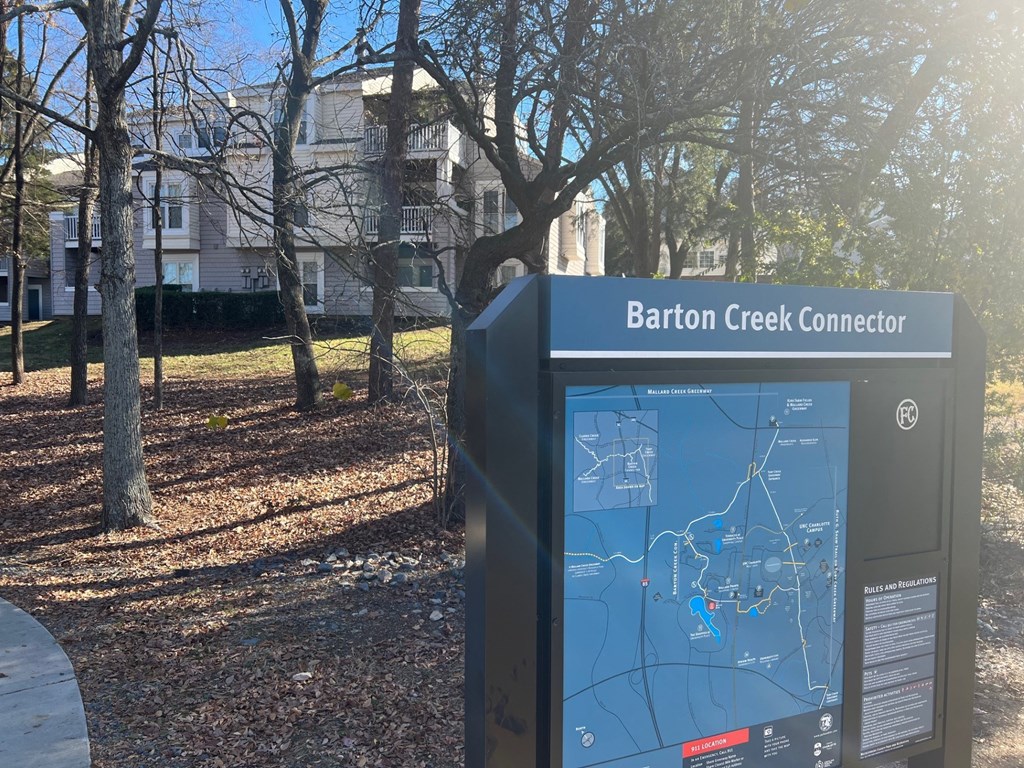 a map connector in front of a building