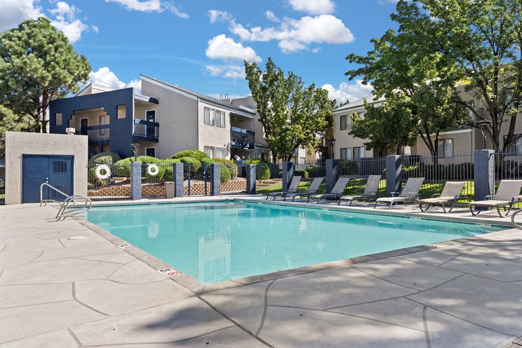 our apartments have a swimming pool with lounge chairs