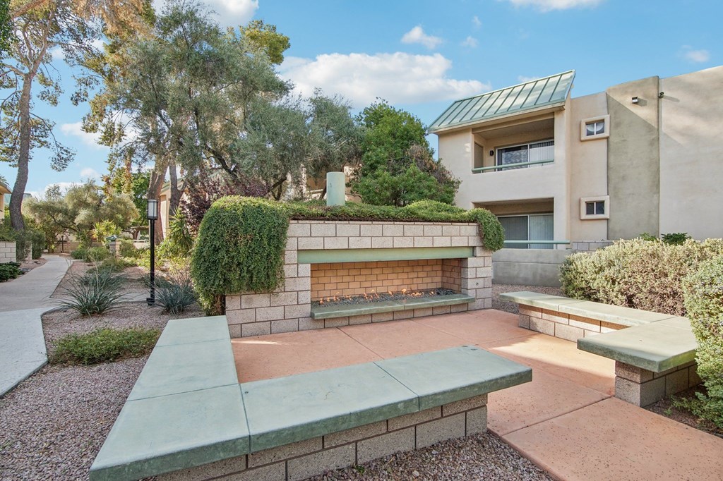 A modern house with a green roof and a stone wall at The Viridian, Scottsdale