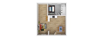 1 Bed Floorplan at Palm Villas, Arizona, 85257