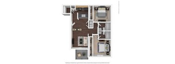 2 Bed 2 Bath Floor Plan at Sycamore Square Apartments, Mesa, AZ