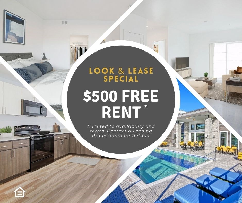 A promotional image for a lease-to-own special offering $500 free rent.