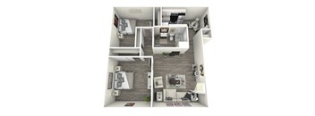 a 3d floor plan of 2x1