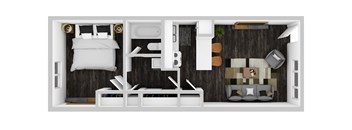 1 Bed Floorplan at Ambassador West Apartments, Phoenix, Arizona